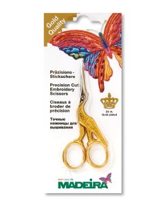 MADEIRA - Precision Cut Embroidery Scissors 3.5" Gold Plated - Stork Design
