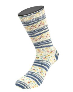 About Berlin Meilenweit 6-ply Cashmere  - Virgin Wool/Polyamide/Cashmere  - Denim Blue/ Speckles col.464 150g Skein by Lana Grossa