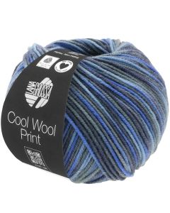 Cool Wool Print Superfine - Classic Merino Yarn - Blue/Denim Col. 716 - 50g Skein by Lana Grossa