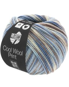 Cool Wool Print Superfine - Classic Merino Yarn - Blue/Grey Col. 763 - 50g Skein by Lana Grossa