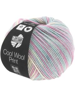 Cool Wool Print Superfine - Classic Merino Yarn - Grey/Mint/Lilac Col. 792 - 50g Skein by Lana Grossa