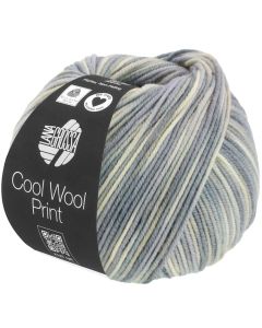 Cool Wool Print Superfine - Classic Merino Yarn - White/Grey Col. 829 - 50g Skein by Lana Grossa