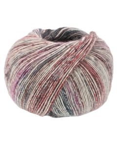 Ecopuno  - Print -  Light beige/Wine Red/Blackberry/Black Brown Col.603 - 50g Skein by Lana Grossa