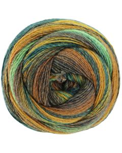 Gomitolo Arte - Single Ply Yarn with Dégradé Effect - Green/Mustard/Petrol Col. 1012 - 200g Skein by Lana Grossa