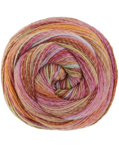 Gomitolo Pablo - Single Ply Yarn with Dégradé Effect - Pink/Green/Peach/Lilac Col. 3011 - 200g Skein by Lana Grossa