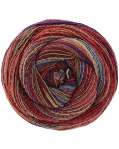 Gomitolo Pablo - Single Ply Yarn with Dégradé Effect - Red/Violet/Taupe/Blue Col. 3014 - 200g Skein by Lana Grossa