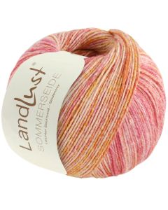 LANDLUST SOMMERSEIDE -Silk/Cotton Yarn -Rose/Orange Col. 126  - 50g Skein by Lana Grossa