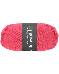 MEILENWEIT COTONE VEGANO - Cotton Blend Sock Yarn - Raspberry Col.008 - 100g Skein  by Lana Grossa