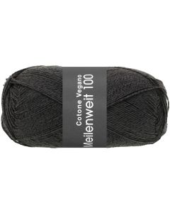 MEILENWEIT COTONE VEGANO - Cotton Blend Sock Yarn - Black Col.012 - 100g Skein  by Lana Grossa