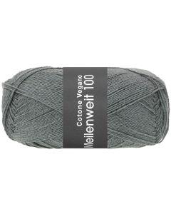 MEILENWEIT COTONE VEGANO - Cotton Blend Sock Yarn - Dark Grey Col.013 - 100g Skein  by Lana Grossa