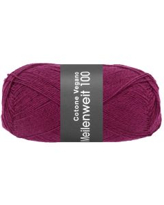 MEILENWEIT COTONE VEGANO - Cotton Blend Sock Yarn - Dark Fuchsia Col.018 - 100g Skein  by Lana Grossa