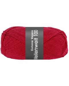 MEILENWEIT COTONE VEGANO - Cotton Blend Sock Yarn - Bright Red Col.019 - 100g Skein  by Lana Grossa