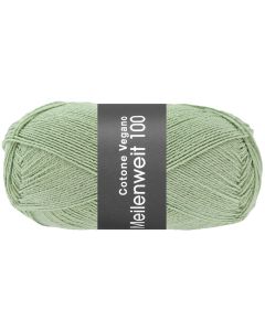 MEILENWEIT COTONE VEGANO - Cotton Blend Sock Yarn - Mint Green Col.021 - 100g Skein  by Lana Grossa