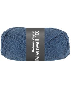 MEILENWEIT COTONE VEGANO - Cotton Blend Sock Yarn - Denim Blue Col.023 - 100g Skein  by Lana Grossa