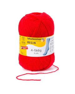 REGIA 4-Ply Solid Yarn 50g - Bright Red col. 02054