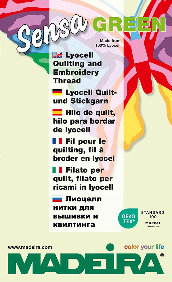 Madeira Threads Sensa Green Color Card and Product Information